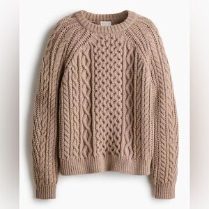 Taupe Cable Knit Sweater | Thick & Warm | Long Sleeves | Large | NWT | H&M